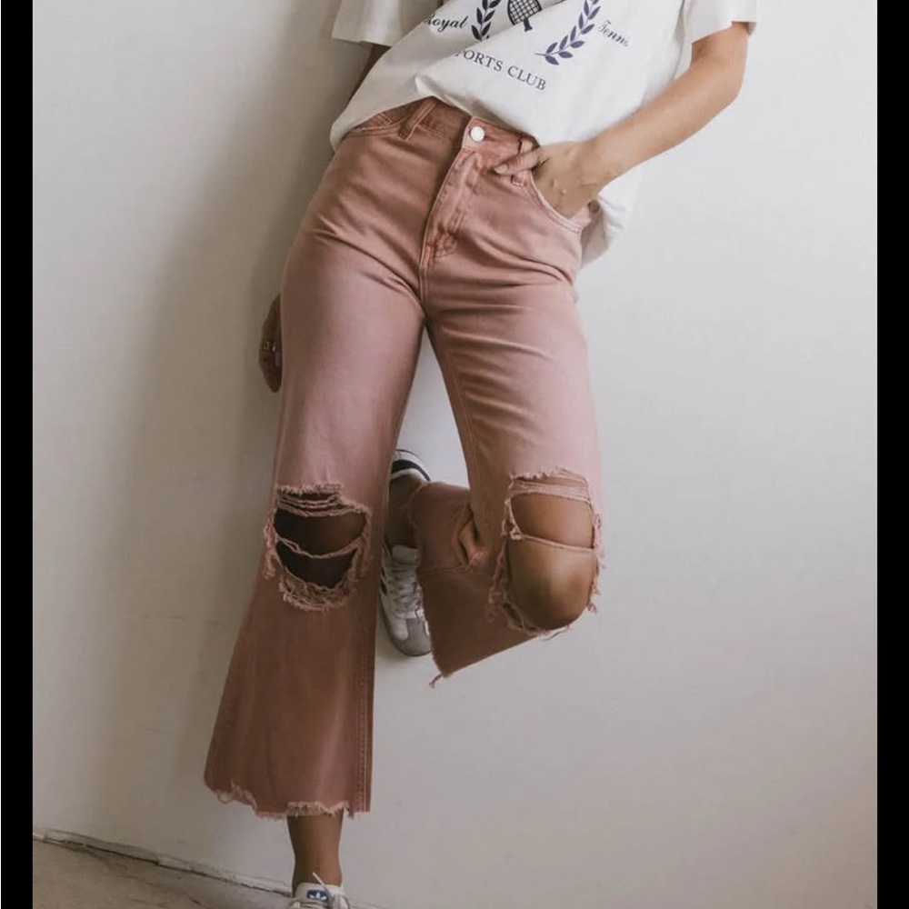 Bohme Charlie Distressed Jeans in Salmon